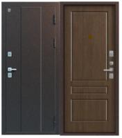 Дверь мет Т-6 (ТЕРМО) Медный муар, МДФ 10 мм Дуб янтарный, хром (2050*960, R, правая)