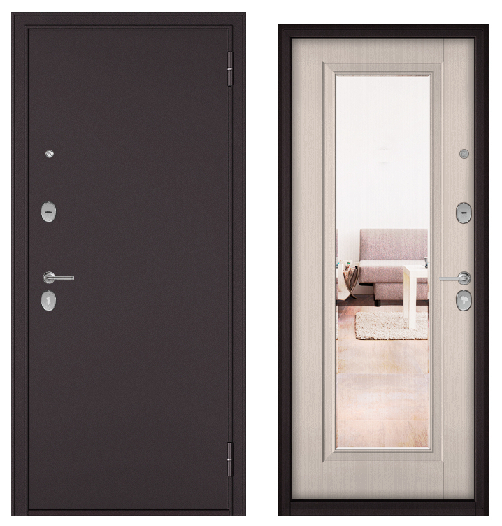 FAMILY MASS, МДФ ларче бьянко М-140 зеркало (2050*860, правая, букле шоколад, хром)