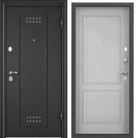 Дверь металл TOREX  DELTA PRO MP (темно-сер букле графит, DL-2, ПВХ Дуб белый матовый, D27, хром  (2050*860, R, правая)