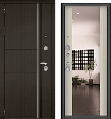 Дверь металл Теплолюкс NEW (МДФ венге рифленый/МДФ сандал белый ЗЕРКАЛО) (2050*960, левая)