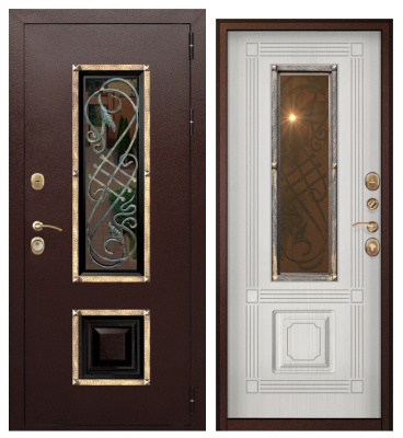 Дверь мет. Кардинал антик медь/Сандал Белый (бронза)