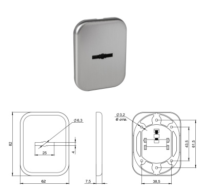 Накладка сувальдная ESC.S-auto.TRD/K.486-S SSC-16 (автошторка)