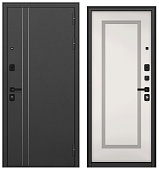 ТРАСТ МАСС, Д-5, МДФ белый софт 9С-189 (2050*960, правая, черный муар металлик, черн.фурн)