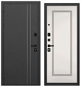 ТРАСТ МАСС, Д-5, МДФ белый софт 9С-189 (2050*860, левая, черный муар металлик, черн.фурн)