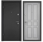 Дверь металл TOREX X-3F  MP, темно-серый букле графит/сканд.панель СК-2 дуб белый матовый, хром (2050*950, L, левая)