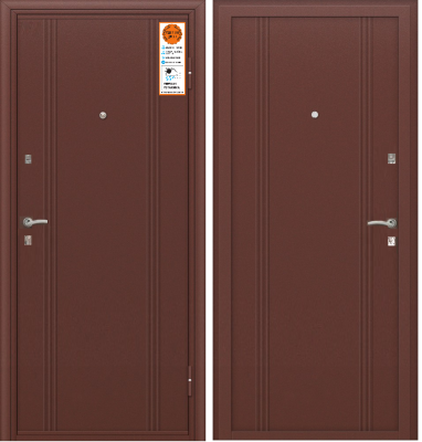Тульские двери  А06 мет-мет, два замка, раздельная ф-ра, хром (антик медный, антик медный)