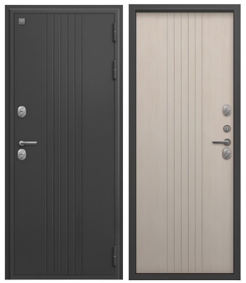 Дверь мет Т-90 (ТЕРМО), Графит букле - Седой дуб, хром