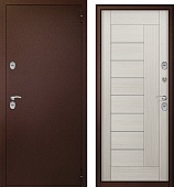 Дверь металл ТермоБокс (медь,ЦАРГА 22мм+молдинг, ПВХ Бьянко, 2 петли, ф-ра хром) (2050*860, правая)