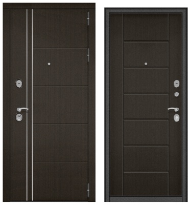 Дверь металл Теплолюкс NEW (МДФ венге рифленый/МДФ венге рифленый)