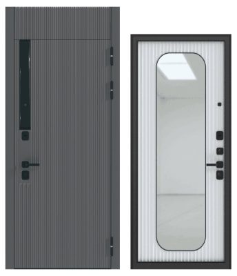 Дверь металл GT-58 (МДФ веллюто кофе/МДФ веллюто бьянко + зерк.вставка)