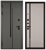 TRUST MASS, МДФ холст вулканический 9S-203, МДФ кашемир софт Si-11 (2050*860, левая, букле шоколад, черн.фурн)