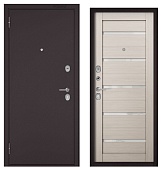 ФЭМЕЛИ ЭКО, МДФ ларче бьянко СР-142 лакобель белое, 2 замка (2050*860, левая, Ночная задвижка, букле шоколад, хром)