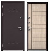 ТЕРМОРАЗРЫВ (СПЛИТ) MP, тисн.Р-5, МДФ ясень ривьера крем 10ТС-136 (2050*880, левая, нержавеющий порог, букле шоколад, хром, термо)