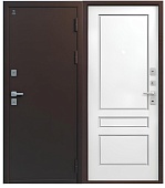Дверь мет Т-6 (ТЕРМО) Медный муар, МДФ 10 мм Кашемир белый, хром (2050*960, R, правая)