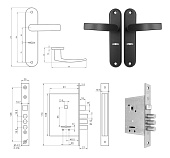 Замок Border ЗВ9-8/13 (Просам)(сувальдный замок) (+ ручки на планке (черный муар))