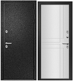 Дверь мет ВЕСТА (TEРMO) Букле черный,МДФ 10 мм, винорит Белый, хром (2050*960, L, левая, термо)