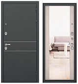 TRUST MASS, D-16, МДФ ларче бьянко 9S-164 зеркало (2050*860, правая, серый муар, хром)