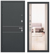 TRUST MASS, D-16, МДФ ларче бьянко 9S-164 зеркало (2050*960, левая, серый муар, хром)