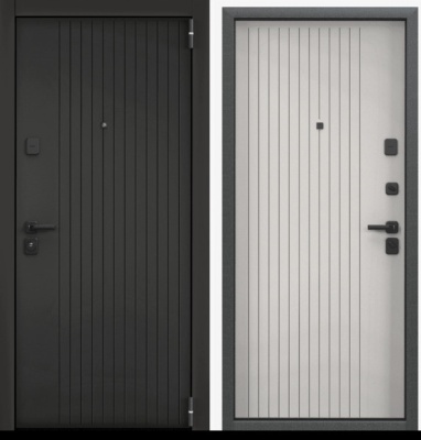 Дверь металл TOREX SUPER OMEGA PRO PP ПВХ Черная шагрень,OP-L1, ПВХ Бьянко, OP-L1, Броня черн квадр