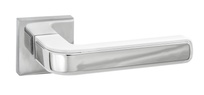 Ручка дверная Полента, матовый супер белый-хром блестящий