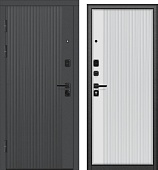 Дверь металл Форпост Спарта МДФ софт графит/МДФ софт белый (2050*960, левая, черн.фурн)