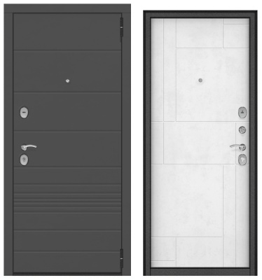 Дверь металл Агрия NEW (МДФ силк титан/МДФ лофт белый)