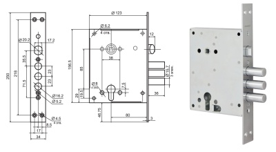 Замок Бордер 3В4-3 85М (цилиндровый)