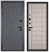 ТРАСТ МАСС, МДФ оскуро 9С-184, МДФ ясень ривьера айс 9С-136 (2050*960, левая, букле антрацит, черн.фурн)