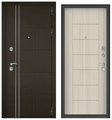 Дверь металл Теплолюкс NEW (МДФ венге рифленый/МДФ сандал белый)