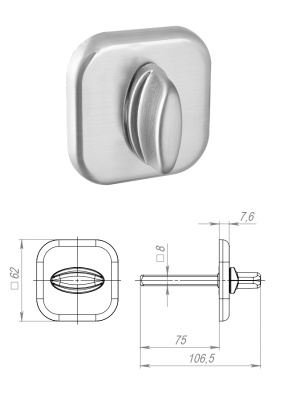 Ручка поворотная BKW8x75.K.XL62  SSC-16
