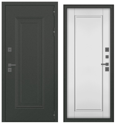 Дверь металл Гемера (ТЕРМО, букле графит/МДФ белый матовый)