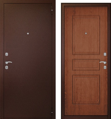 Тульские двери  А3 Монолит..., хром (антик медный, МДФ Золотой дуб)