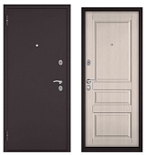 BULLDOORS HOME ECO Пенополистирол, МДФ  ЛАРЧЕ БЬЯНКО ED-2, 2 замка, разд. фур-ра, хром (букле шоколад, 2050*960, левая)