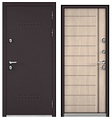 ТЕРМОРАЗРЫВ (СПЛИТ) MP, тисн.Р-5, МДФ ясень ривьера крем 10ТС-136 (2050*960, правая, нержавеющий порог, букле шоколад, хром, термо)