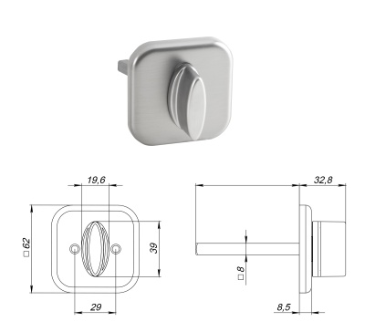 Ручка поворотная BKW8x75.K.TRD62 SSC-16