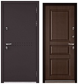 BULDOORS TERMO STANDART, R-4, МДФ дуб коньяк 10TD-2 (2050*1000, правая, нержавеющий порог, букле шоколад, хром, термо)