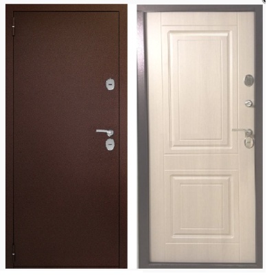 Тульские двери Б35 Термо SIP(медь,  МДФ 12мм лиственница беленая,2петли,1,2мм, хром)